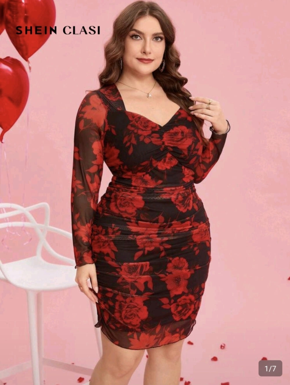 Black And Red Long Sleeve Midi Bodycon Dress